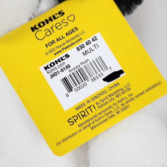NEW Kohls Cares Peanuts Charlie Brown 12” Snoopy Stuffed Animal Plush Dog - Picture 6 of 9